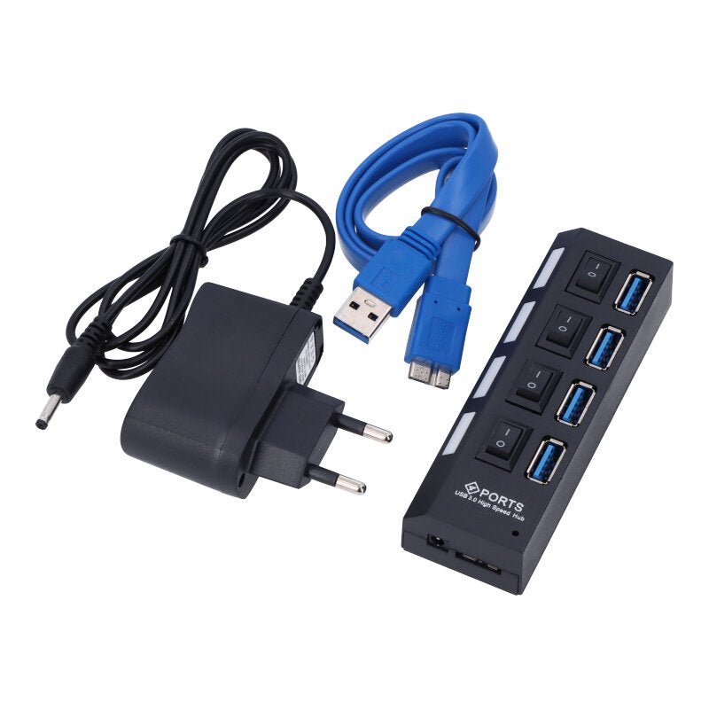 4 poorten hoge snelheid USB 3.0 hub met aan/uit schakelaar EU adapter