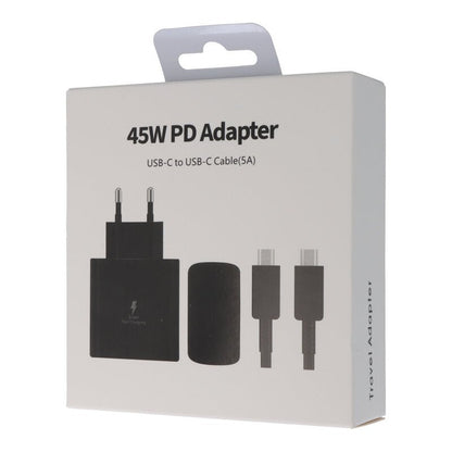 45W USB - C oplader met 1.8M 5A USB - C naar USB - C kabel voor Samsung EU stekker OEM Black