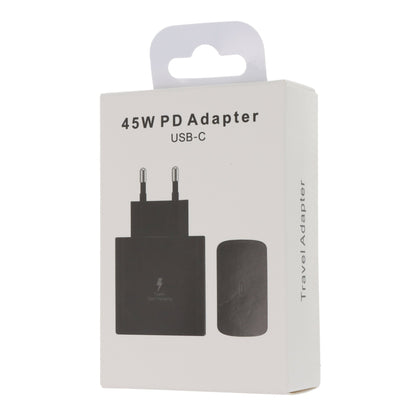 45W USB - C oplader met verpakking voor Samsung Zwart Origineel EU Plug zonder logo