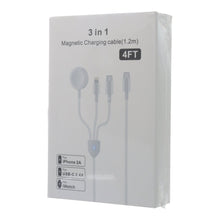 4FT/1.2M 3 in 1 USB - C naar iWatch+Lightning+USB - C Magnetische Daten oplaadkabel HQ wit