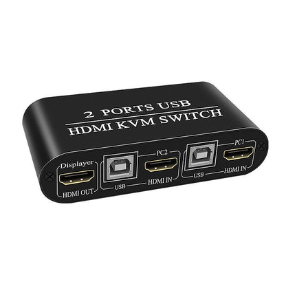 4K HDMI 2 in 1 out KVM switch gedeeld toetsenbord / muis zwart