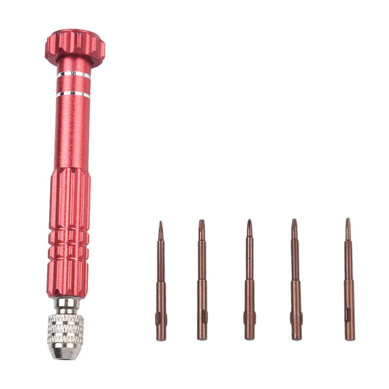 5 in 1 multifunctionele staal legering magnetische schroevendraaierset met 5 precieze bits set rood