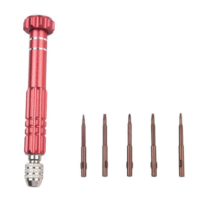 5 in 1 multifunctionele staal legering magnetische schroevendraaierset met 5 precieze bits set rood