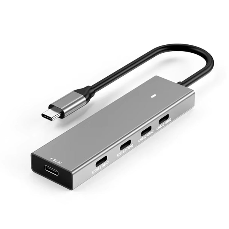 5 poorten USB - C naar 10Gbps 3.2 Gen2 USB - C*4 + DC 5V/3A/15W aluminium hub adapter