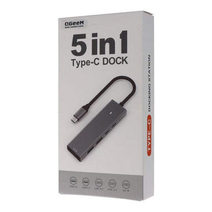 5 poorten USB - C naar 10Gbps 3.2 Gen2 USB - C*4 + DC 5V/3A/15W aluminium hub adapter