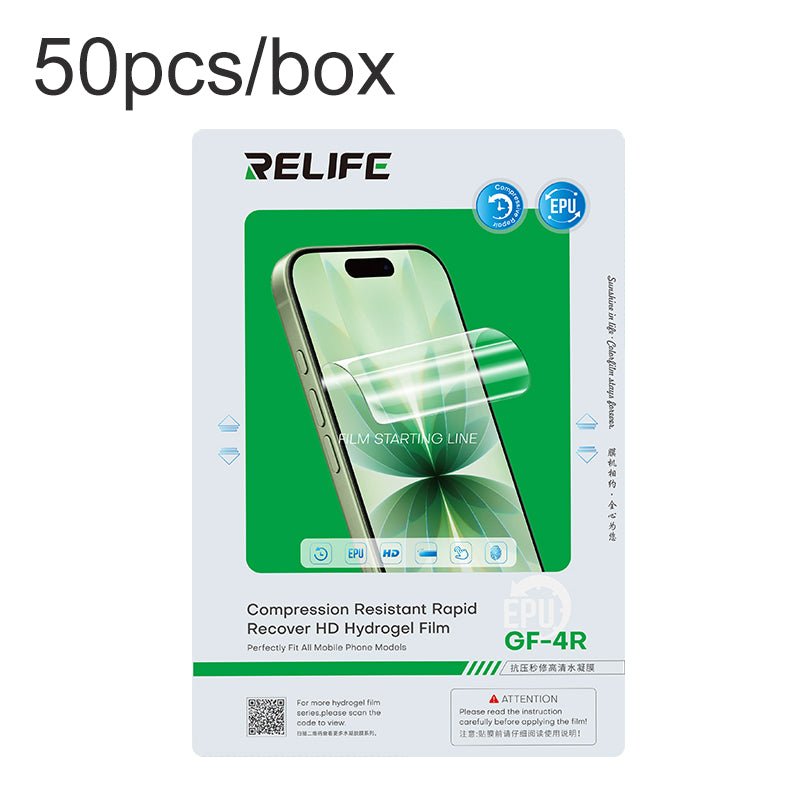 50 stuks/box RELIFE GF - 4R drukbestendige instant reparatie hd hydrogel film zonder herlaadcode voor onbeperkt gebruik film snijmachine