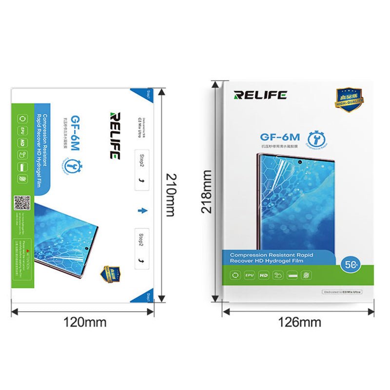 50 stuks/box RELIFE GF - 6M anti - druk instant reparatie high - definition hydrogel film voor SUNSHINE C3 Mix Ultra smart film applicatiemachine