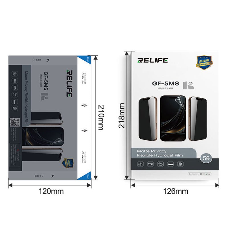 50 stuks/doos RELIFE GF - 5MS Frosted anti - gluur hydrogel film voor SUNSHINE C3 Mix Ultra Smart film applicatie machine
