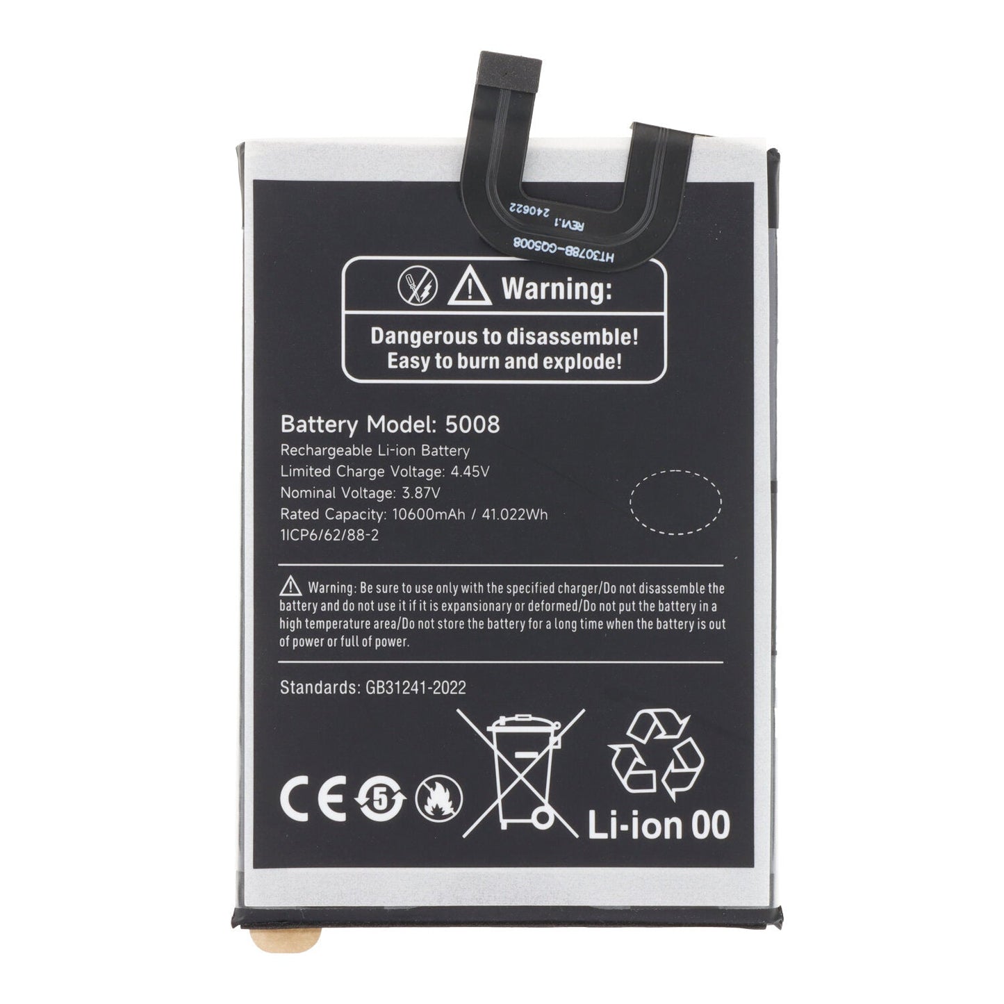 5008 10600mAh batterij + plaklaag voor Ulefone Armor 27 Pro/Armor 27T Pro Origineel