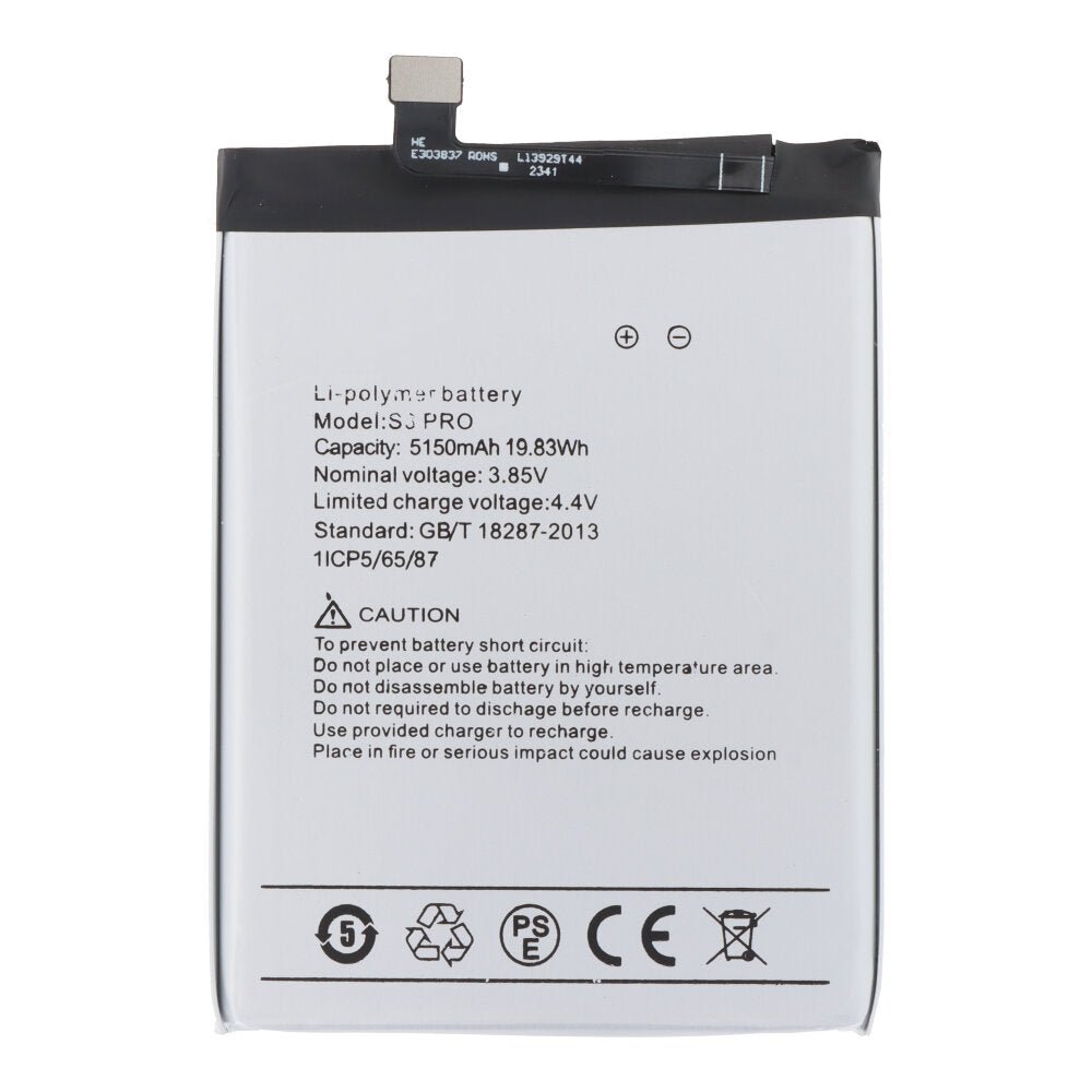 5150mAh batterij + batterij plaklaag voor UMIDIGI F1 OEM zonder logo