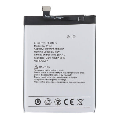 5150mAh batterij + batterij plaklaag voor UMIDIGI F1 OEM zonder logo