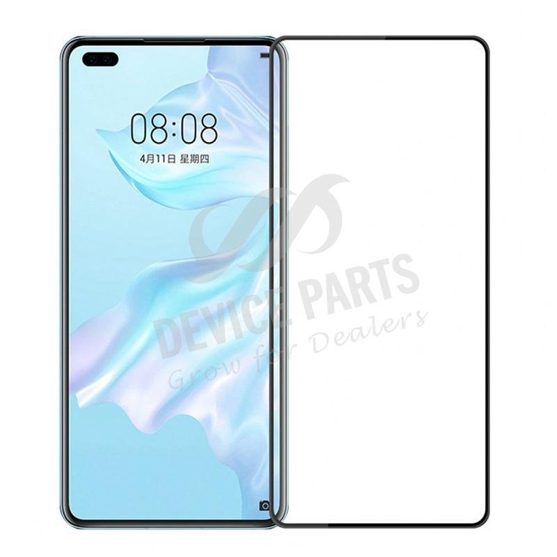 5D cold carving full screen tempered glass screen protector voor Huawei P40 black