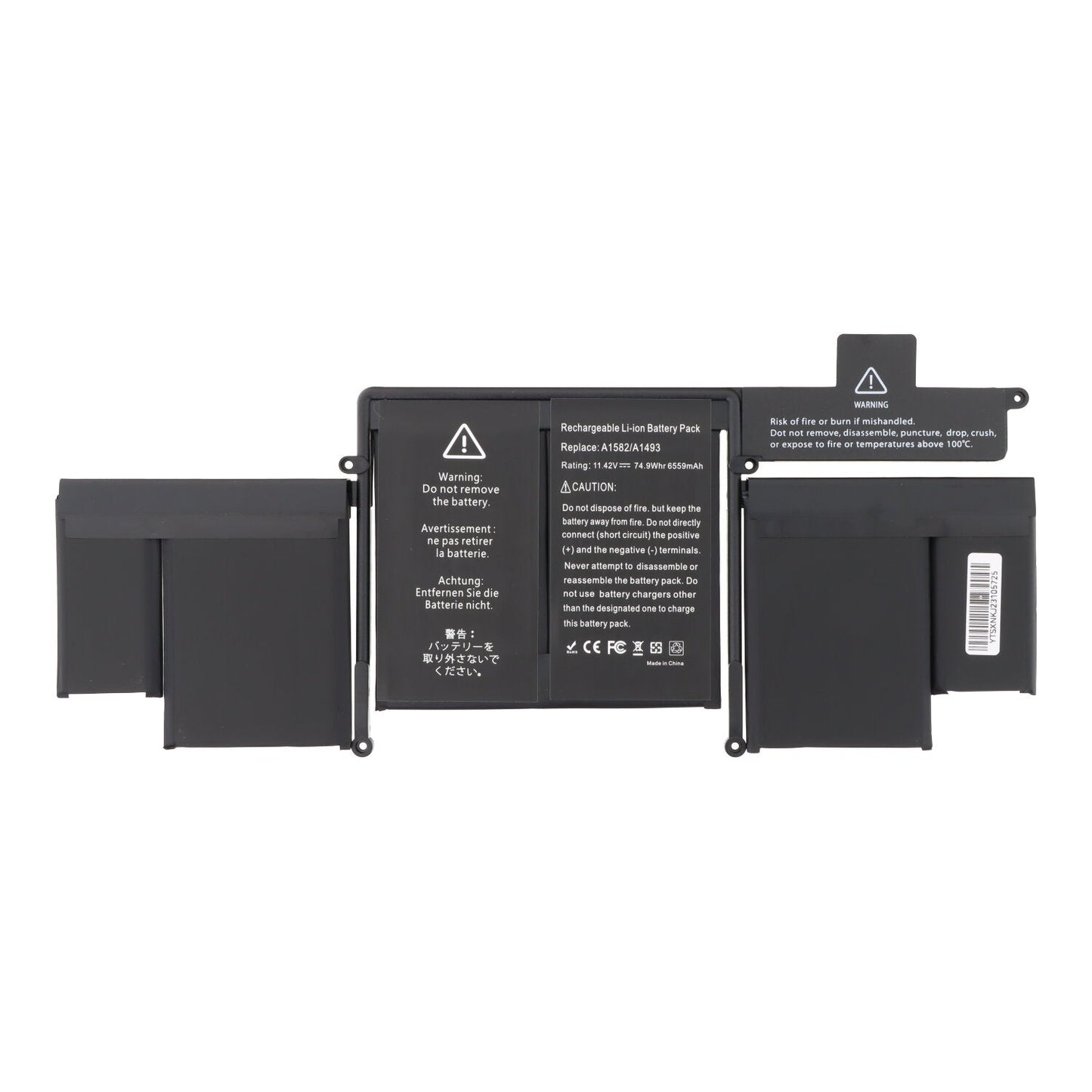 A1493/A1582 batterij + plaklaag voor Macbook Retina Pro 13.3" A1502 2013 - 2015 OEM zonder logo