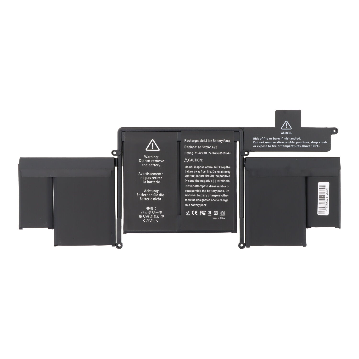 A1493/A1582 batterij + plaklaag voor Macbook Retina Pro 13.3" A1502 2013 - 2015 OEM zonder logo