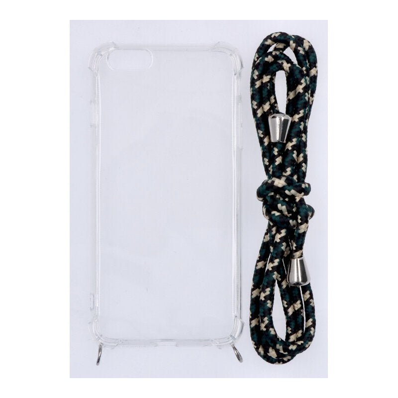 Anti - shock TPU hoesje met groene draagriem voor iPhone 6 Plus/6S Plus transparant