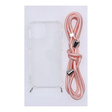 Anti - shock TPU hoesje met roze lanyard voor iPhone 12 Mini transparant