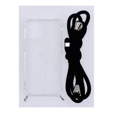 Anti - shock tpu hoesje met zwarte lanyard voor iPhone 12 Mini transparant