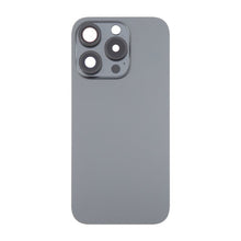 Batterij cover en Back camera lens en bezel met magnetische ring, metalen plaat, draadloze oplader chip en flitslicht voor iPhone 16 Pro Black Titanium OEM