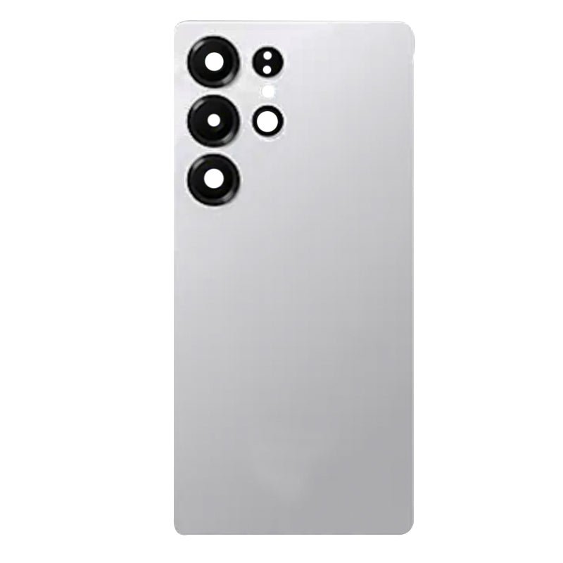 Batterij cover + plaklaag batterij cover + back camera lens en bezel voor Samsung Galaxy S25 Ultra Titanium White Silver HQ