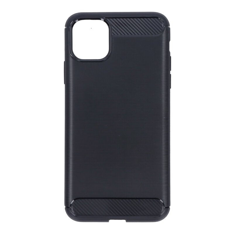 Carbon Fiber TPU geborsteld textuur schokbestendige hoes voor iPhone 6.5 (2019) Zwart
