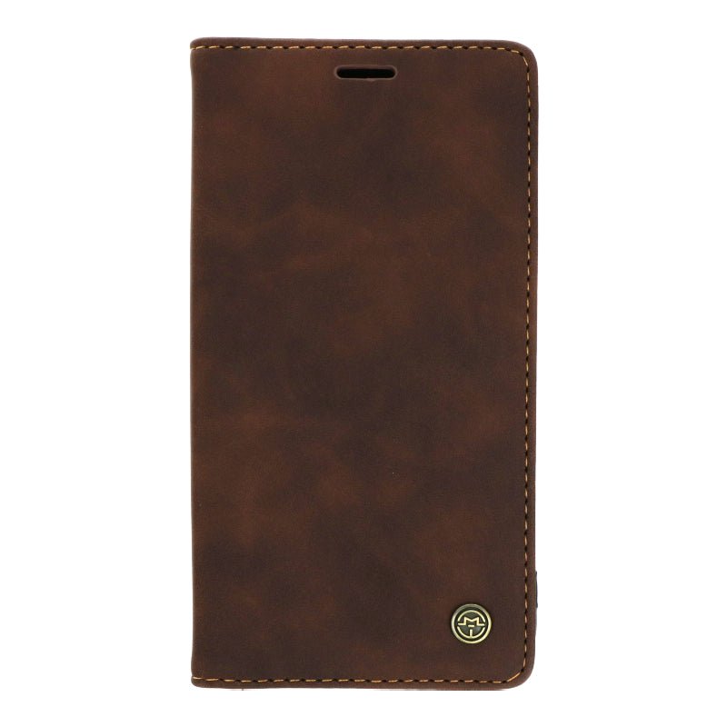 CaseMe - 013 PU + PC Business stijl vintage matte horizontale flap leren hoes voor iPhone 11 bruin