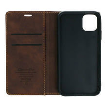 CaseMe - 013 PU + PC Business stijl vintage matte horizontale flap leren hoes voor iPhone 11 bruin
