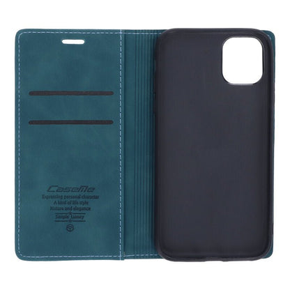 CaseMe - 013 PU + PC zakelijke stijl vintage matte horizontale flap lederen hoes voor iPhone 11 Blauw