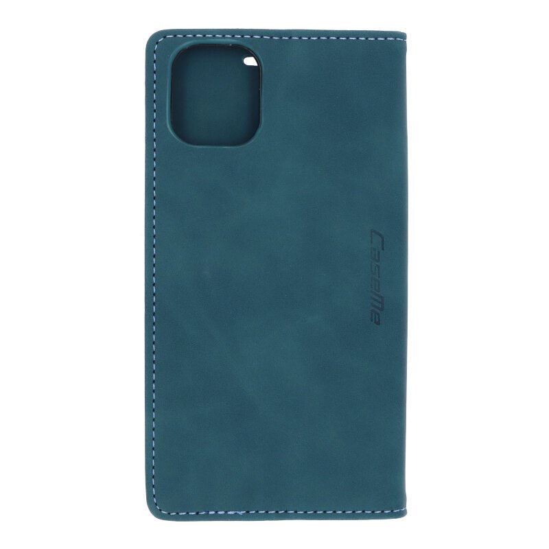 CaseMe - 013 PU + PC zakelijke stijl vintage matte horizontale flap lederen hoes voor iPhone 11 Blauw