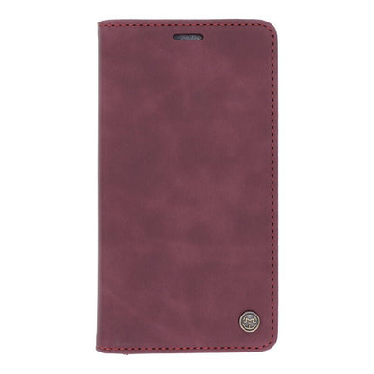 CaseMe - 013 PU + PC zakelijke stijl vintage matte horizontale flap lederen hoes voor iPhone 11 donkerrood