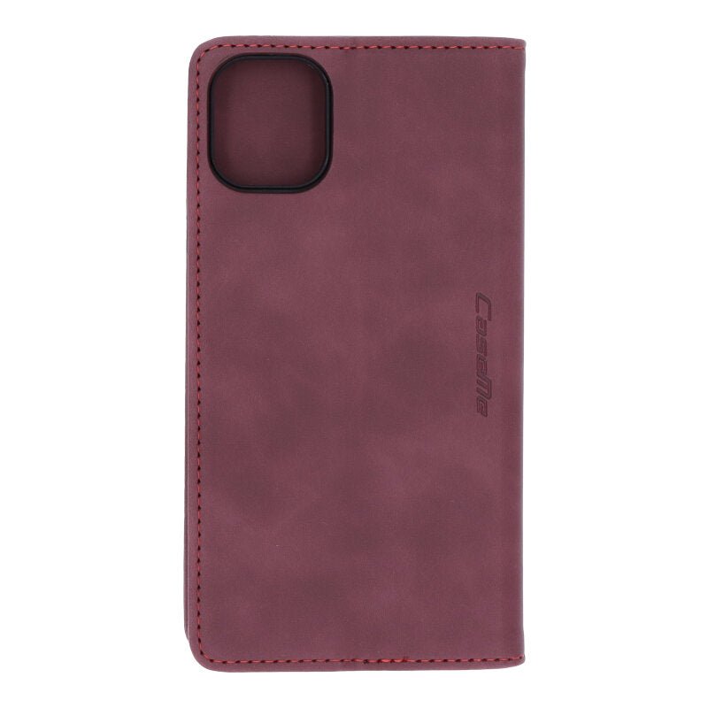 CaseMe - 013 PU + PC zakelijke stijl vintage matte horizontale flap lederen hoes voor iPhone 11 donkerrood