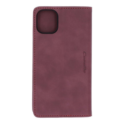 CaseMe - 013 PU + PC zakelijke stijl vintage matte horizontale flap lederen hoes voor iPhone 11 donkerrood
