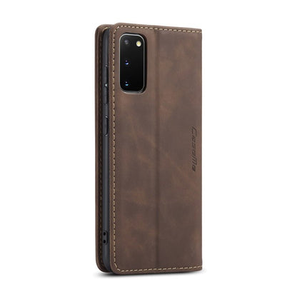 CaseMe - 013 TPU business stijl vintage matte horizontaal flap lederen hoes voor Samsung Galaxy S20/S20 5G bruin