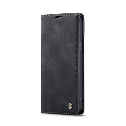 CaseMe - 013 TPU business stijl vintage matte horizontale flap lederen hoes voor iPhone 13 Pro Max zwart