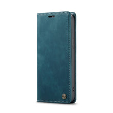 CaseMe - 013 TPU business stijl vintage matte horizontale flap lederen hoes voor iPhone 17 blauw