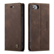 CaseMe - 013 TPU business stijl vintage matte horizontale flap lederen hoes voor iPhone 6/7/8/SE 2020/SE 2022 coffee
