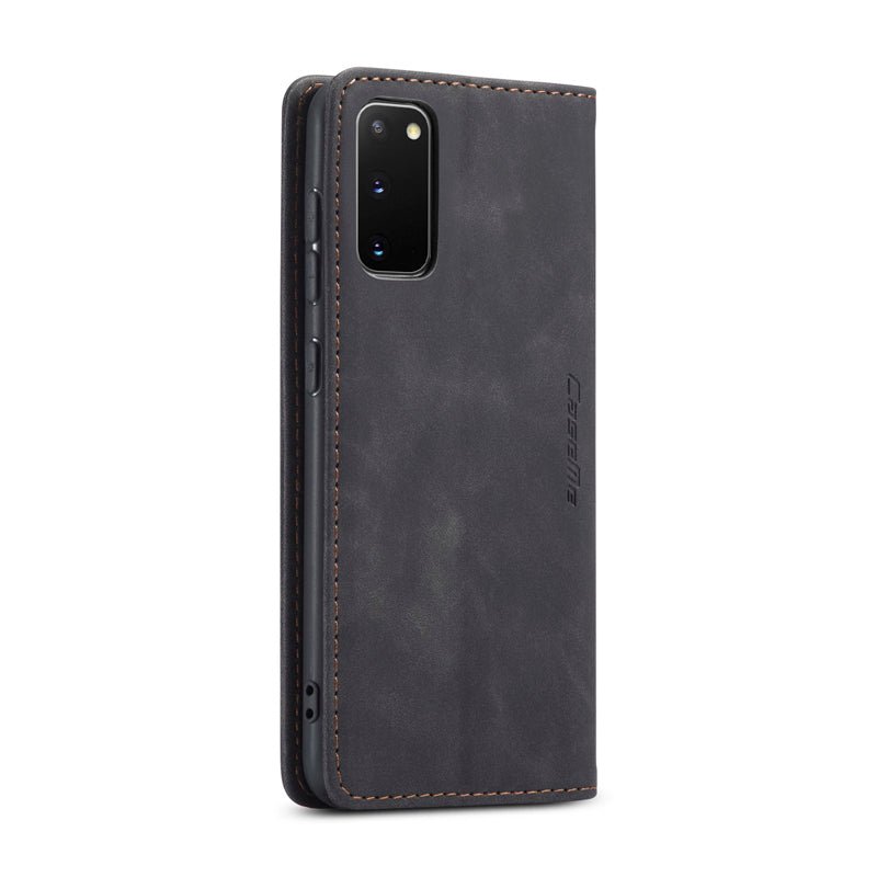CaseMe - 013 TPU business stijl vintage matte horizontale flap lederen hoes voor Samsung Galaxy S20/S20 5G zwart