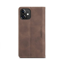 CaseMe - 013 TPU Business stijl vintage matte horizontale flap leren hoesje voor iPhone 12 Mini bruin