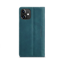 CaseMe - 013 TPU Business Style Vintage Matte Horizontale Flap Leren Hoes voor iPhone 12 Mini Blauw