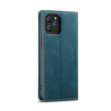 CaseMe - 013 TPU Business Style Vintage Matte Horizontale Flap Leren Hoes voor iPhone 13 Pro Max Blauw