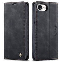 CaseMe - 013 TPU business style vintage matte horizontale flap leren hoes voor iPhone 16e black