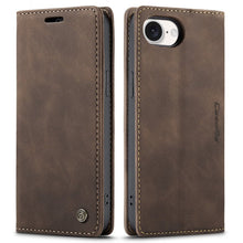 CaseMe - 013 TPU Business Style Vintage Matte Horizontale Flap Leren Hoes voor iPhone 16e Koffie
