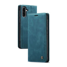 CaseMe - 013 TPU Business Style Vintage Matte Horizontale flap leren hoes voor Samsung Galaxy A56 Blauw
