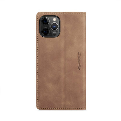 CaseMe - 013 TPU Business Style Vintage Matte Horizontale Flap Leren Hoesje voor iPhone 12/12 Pro Geel