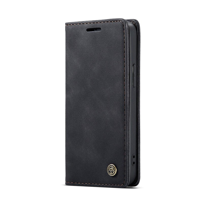 CaseMe - 013 TPU Business Style Vintage Matte Horizontale Flap Leren Hoesje voor iPhone 13 Mini 5.4" Black