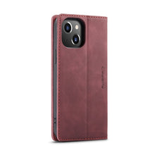 CaseMe - 013 TPU business style vintage matte horizontale flap leren hoesje voor iPhone 14 rood