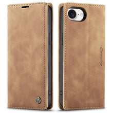 CaseMe - 013 TPU Business Style Vintage Matte Horizontale Flap Leren Hoesje voor iPhone 16e Bruin