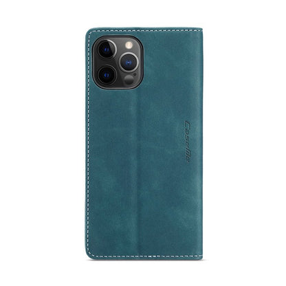 CaseMe - 013 TPU zakelijke stijl vintage matte horizontale flap lederen hoes voor iPhone 12 Pro Max blauw