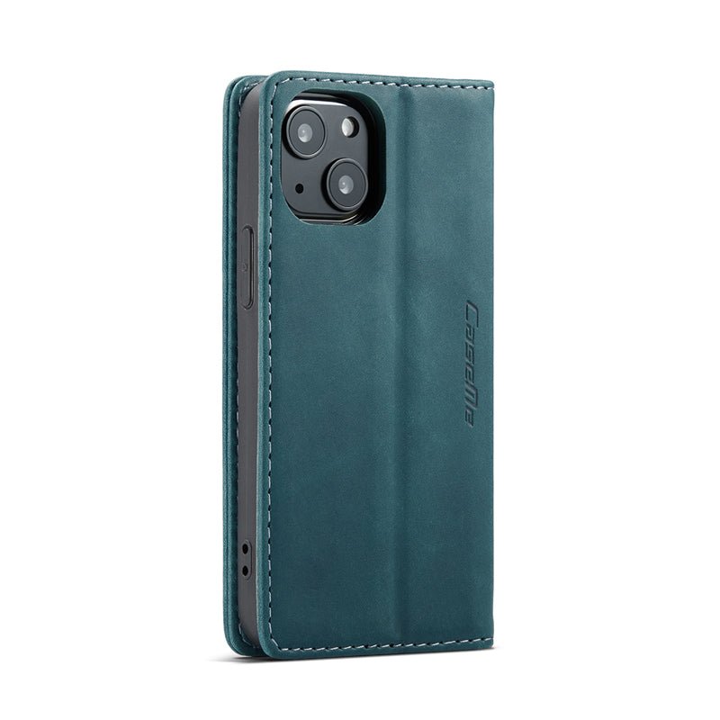 CaseMe - 013 TPU zakelijke stijl vintage matte horizontale flap lederen hoes voor iPhone 13 Mini 5.4" blauw