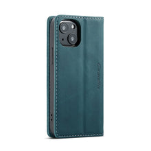 CaseMe - 013 TPU zakelijke stijl vintage matte horizontale flap lederen hoes voor iPhone 13 Mini 5.4" blauw