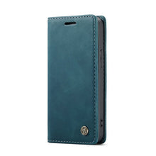 CaseMe - 013 TPU zakelijke stijl vintage matte horizontale flap lederen hoes voor iPhone 13 Mini 5.4" blauw